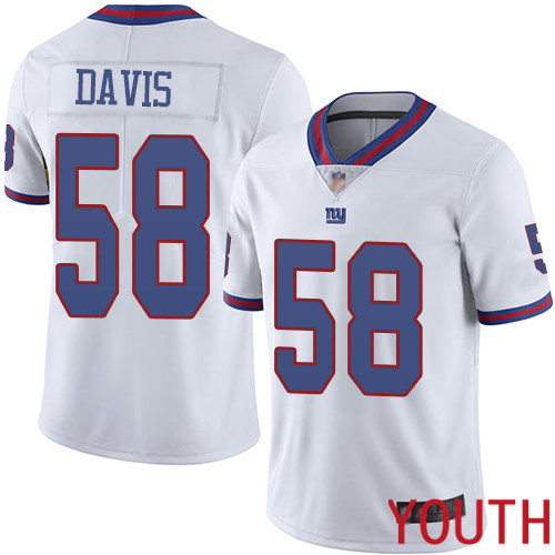 Youth New York Giants #58 Tae Davis Limited White Rush Vapor Untouchable Football NFL Jersey